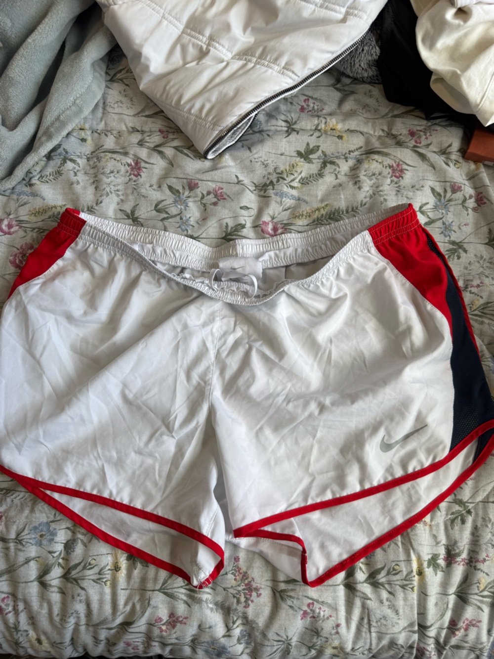 Nike Women's White Red Athletic Shorts with Black Trim